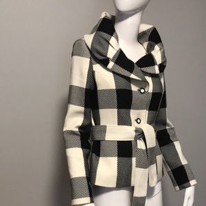 Joseph Ribkoff Black and White Checkered Teddy Jacket